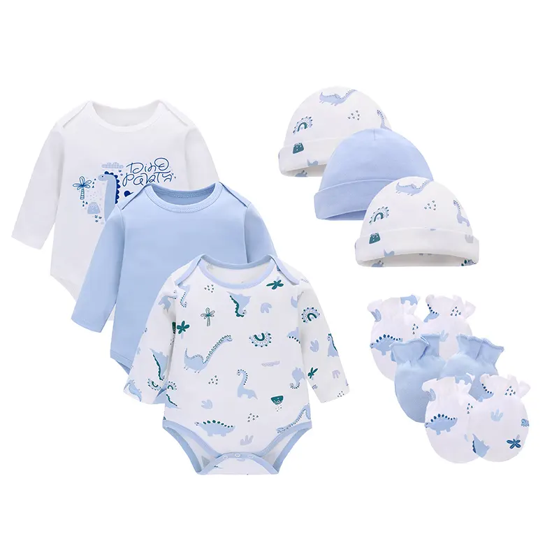 Vendita calda su amazon neonato vestiti 3 pezzi set con cappello guanti vestiti per neonate vestiti per bambini di alta qualità