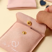 Pochette à bijoux en cuir PU rose personnalisée avec logo, fermeture magnétique à ressort métallique, pour ranger boucles d'oreilles, colliers et bracelets