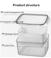 Plateaux de drainage en plastique de qualité alimentaire pour fruits et légumes, boîtes de rangement scellées pour réfrigérateur - Vente en gros
