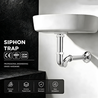 Siphon en U en zinc chromé de style italien pour lavabo, avec bouchon de vidange, pour salle de bain d'hôtel, personnalisable OEM