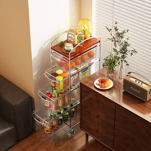 Carrito Metálico Móvil de Cuatro Niveles con Ruedas para Sala de Estar, Carrito de Aperitivos, Estante de Almacenamiento de Alimentos - Product Image 1