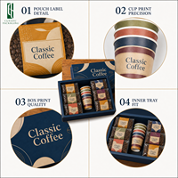 Set Hadiah Biji Kopi Premium 6 Rasa Aneka Ragam dalam Kemasan Tas dengan Logo Kustom, Kotak Sampler Variasi, Kemasan Boutique Roaster, Kit Kemasan PE yang Dapat Didaur Ulang