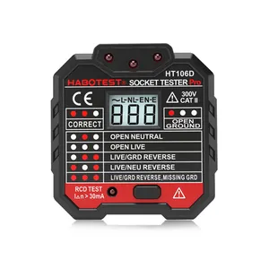 Socket Tester Pro AC 48-250V HT106 Circuit Fault Detector EU UK US Plug Ground Live Zero Line Breaker Finder with RCD Test