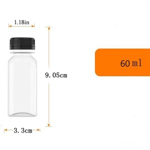 Botella de Plástico Cuadrada de 60 ml (2 oz) Libre de BPA, Apta para Alimentos, con Tapas Negras a Prueba de Manipulación para Bebidas Líquidas, Shots de Jengibre - Product Image 4
