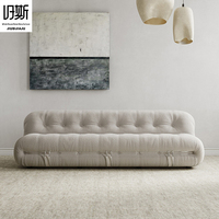 Canapé inclinable intégré Lazy-Style en bouclette, entièrement enveloppé, en forme de L, avec rembourrage en éponge et capitonnage en peluche haute résilience, idéal pour les espaces Wabi-Sabi
