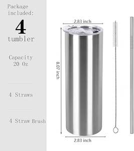 Gobelet isotherme fin de 20 oz avec couvercle et paille, gobelet isotherme en acier inoxydable à double paroi, tasse à café anti-fuite - Product Image 3