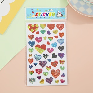 Laser Glitter Heart <b>Stickers</b> Colorful PVC Kindergarten Reward Children's Teaching Tools Set Self-Adhesive <b>Stickers</b> - Product Image 3