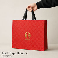 Sac shopping en papier rouge personnalisable avec logo, emballage cadeau, boutique de détail
