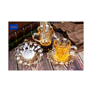 <strong>6</strong> Cup <strong>6</strong> Dish <strong>Set</strong> <strong>6</strong> Cups <strong>Set</strong> Glass <strong>Mugs</strong> Tea Cup Packing Gift Box Delicate Design OEM/ODM Available Factory Wholesale Food Grade - Product Image 1