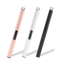 Briquet électrique rechargeable USB à l'épreuve du vent et sans flamme Double interrupteur de sécurité avec briquet de cuisine à arc plasma