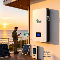 Batterie LiFePO4 51,2 V 200 Ah 10,24 kWh à 6000 cycles de vie, large compatibilité avec les onduleurs, batterie de secours solaire domestique
