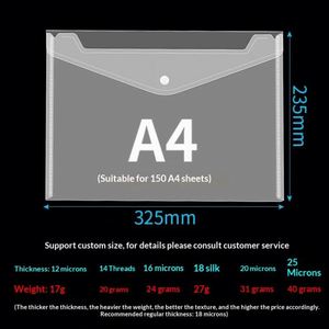 Custom Snap Button A4 Transparent Thickened PP File Bag A5 <b>Document</b> Ticket Data Storage Archive Bag Poly Envelope <b>Document</b> Bag - Product Image 2