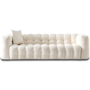 Modern Tufted Chesterfield Boucle Fabric <b>Sofa</b> in Cream, Luxurious and Comfortable Living Room Furniture - Product Image 6