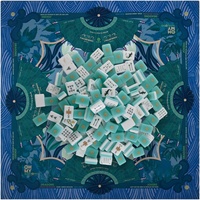 Mahjong américain Art Déco 160 tuiles en acrylique vert à 2 couches, dos en coquille dorée, tapis turquoise pour cadeau de fête