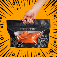 Emballage alimentaire écologique recyclable Sacs en plastique à impression personnalisée pour poulet rôti Sacs à fermeture éclair anti-buée pour poulet chaud entier