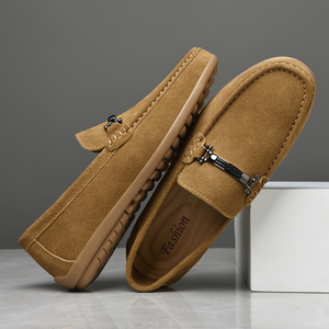 Chaussures bateau décontractées en cuir véritable pour hommes grandes tailles - Product Image 1