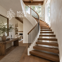 Escalier Courbé de Luxe Moderne pour Villa, Conception Directe d'Usine en Collaboration avec des Designers