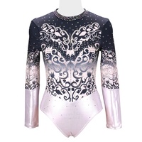 Justaucorps de gymnastique unisexe à manches longues Icheerobics Competition Ombre Mystique, tissu polyester/spandex avec cristaux AB, coupe personnalisée