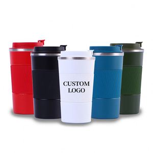 Custom Eco Friendly 380ML Silicone Sleeve <b>Coffee</b> Mugs Insulated Double Walled Stainless Steel Travel Cup Tumbler with Lid - Product Image 3
