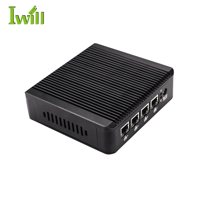 J4125 Industrial Mini PC Fanless Thin Client with 4 NIC 1*HD DDR4 RAM for AU US CN EU Plugs
