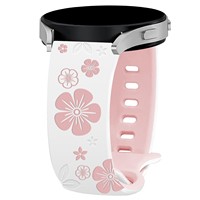 Bracelet de montre en silicone gravé au laser floral, bicolore, 20 mm/22 mm, compatible avec les montres intelligentes Samsung Huawei, boucle argentée