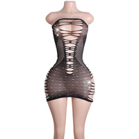 Robe élégante en diamant avec strass, ensemble deux pièces creux et sexy pour femmes, tenue de soirée exotique