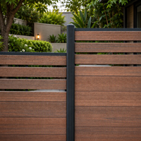 Panneaux de clôture en composite bois-plastique (WPC) modernes, résistants aux intempéries, avec poteaux en aluminium pour jardin, cour et terrasse
