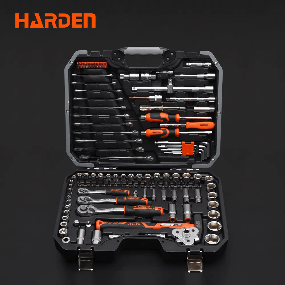 Harden Professionele Chroom Vanadium 1/2 "& 3/8" & 1/4 "Hand Combo Gereedschap Set 132 Stuks Auto Repareren hand Tool Kit