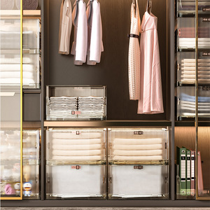Clothing Organizer Transparent <b>Plastic</b> Storage <b>Bin</b> Rectangle Standing Type Multi Layer Foldable For <b>Kitchen</b> Clothes Storage - Product Image 1