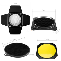Kit de volets Godox BD-04 avec grille nid d'abeille et 4 filtres couleur pour flash de studio, éclairage vidéo et réflecteur standard