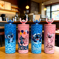 Nouvelle tasse thermos Stitch avec remplissage en coton PP, gourde à paille, design dessin animé Big Mac Car Ice King