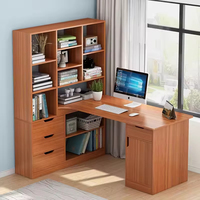 Escritorio de Computadora Moderno en Forma de L de Madera, Multifuncional, Ahorra Espacio, con Estantes de Almacenamiento y Gabinete para Oficina en Casa o Apartamento