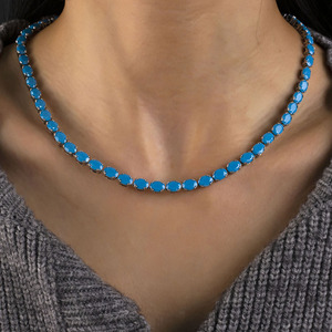 เครื่องประดับ Messi Jewelry Fine Jewelry รุ่น MSN-882 สร้อยคอเงินแท้ 925 ประดับไพลินทรงคลาสสิก ดีไซน์แบบหนามเตย เหมาะสำหรับผู้หญิง สวมใส่ได้ทุกวัน - Product Image 4