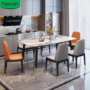 Prix de gros nordique moderne léger luxe design salle de restaurant mariage ardoise tables à manger et 6 chaises ensemble - Product Image 1