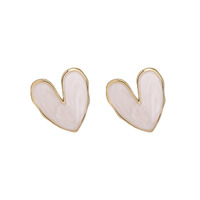 Boucles d'oreilles géométriques coréennes, style vintage français, couleur blanche, grand cœur, boucles d'oreilles à clous de luxe pour femmes et filles