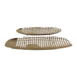 Set di vassoi decorativi in rete con finitura oro, forma ovale, per tavolino da caffè o toeletta - Product Image 1