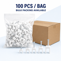 RUNBO Clips de fixation carrés blancs en PE pour câbles, clips de fixation carrés à clouer 12 mm, clips de gestion de câbles pour maintien de fils