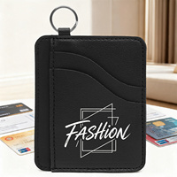 Dompet Kartu Kulit PU Premium Tipis dengan Banyak Slot dan Gantungan Kunci untuk Pria Wanita, Organizer ID Minimalis