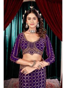 Premium Occasion Fandy Satin Saree Ensemble Adorned with Heavy Beads Embroidery and Exclusive Designer <b>Blouse</b> for Wedding Wear - Product Image 2