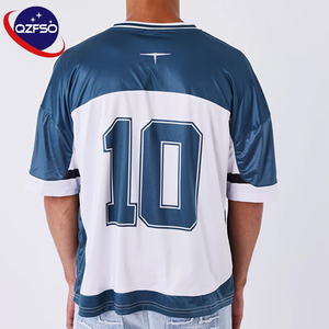 QZFSO Custom Blokecore Y2K Retro Number Shiny Satin Football Shirt Colorblock Oversized Drop Shoulder Streetwear Sports Jersey - Product Image 1