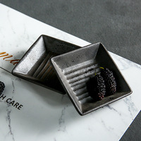 Vaisselle en céramique mate créative européenne Black Western Steak Wave Rectangle Assiette de petit déjeuner pour Restaurant Hotel Inch