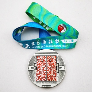 Medaglia da corsa metallica personalizzata di eccellente qualità per eventi sportivi di maratona medaglioni smaltati morbidi speciali con cerniera - Product Image 2