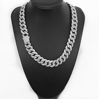 Collier Chaîne Ronal Cubaine Plaqué Or en Alliage, Fermoir à Ressort Diamanté 16mm, Fermoir Barbe de Dragon, Tendance et Très Vendu
