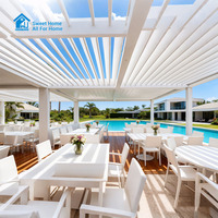 Pergola bioclimatique motorisée en aluminium de luxe Sweet Home avec éclairage LED - Imperméable, résistante au vent, structure de jardin extérieure écologique