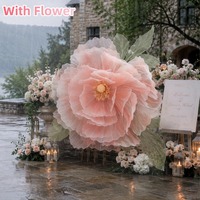 Bunga Peony Raksasa Warna Pink dari Kain Sutra Tulle, Bunga Seni Kertas Buatan Tangan Besar untuk Latar Belakang Pernikahan, Dekorasi Jendela, dan Dekorasi Mal