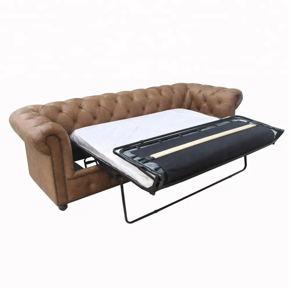 Antike Chesterfield-Vintage Leder Klapp Sofa Bett