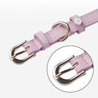 Collier pour chien en cuir microfibre avec décor de marguerites, réglable, couleur pastel douce, avec boucle en métal pour chiens et chats de petite taille
