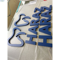 Enseigne de magasin avec lettres en acier inoxydable, peinture bleue mate, garantie de 2 ans, convient aux bureaux, aux mariages et aux enseignes d'hôtels