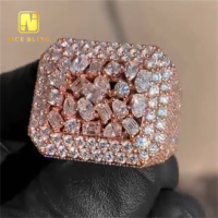 Nouveau design bague personnalisée en argent sterling 925 testeur de diamants Hip Hop Moissanite bijoux bagues en diamant taille riche femmes hommes