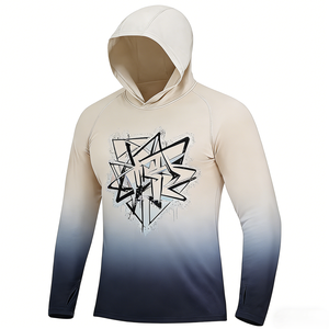 Camiseta con Capucha de Secado Rápido con Protección UV y Diseño Geométrico, Ropa Casual para Exteriores con Protección Solar para Unisex - Product Image 1